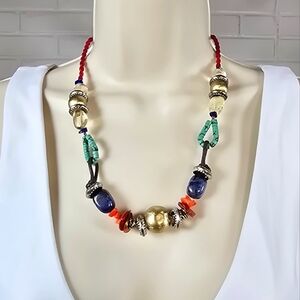 Coldwater Creek Western Boho Colorful Bead And Metal Necklace